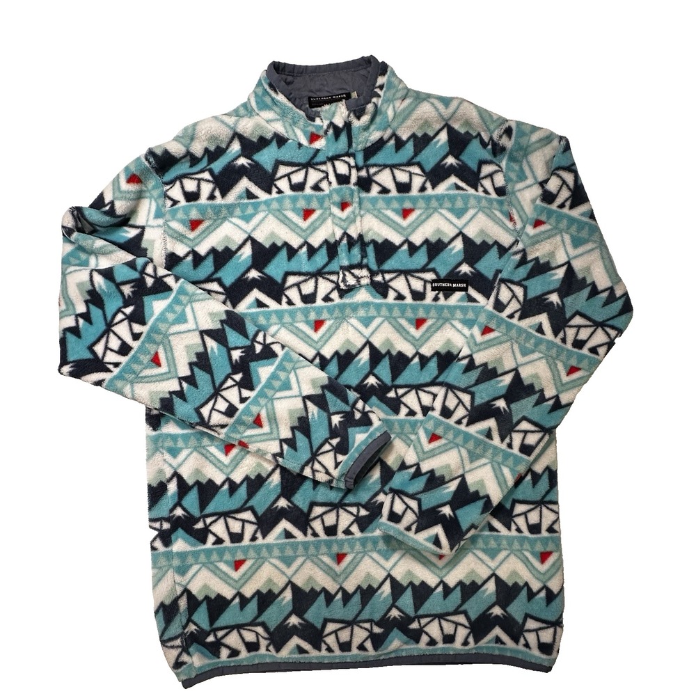 Southern‎ Marsh Fairbanks 3/4 Zip Pullover Men's Medium Navy Green White Red